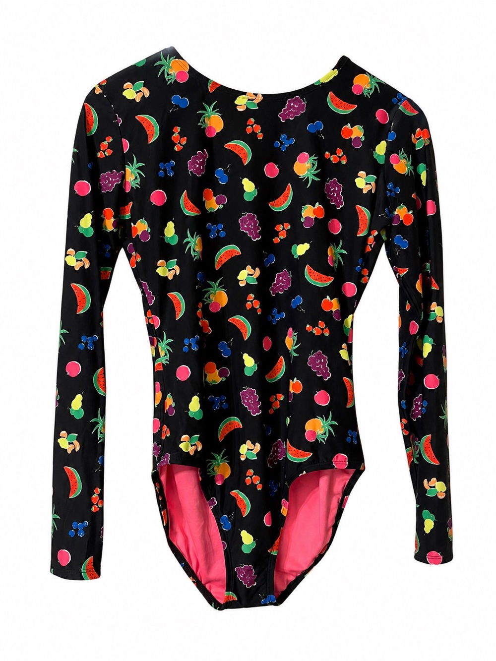 Kate Spade Fruit Print Long Sleeve One Piece Swimsuit NWT Gold Back Zipper Sz M - Picture 3 of 10
